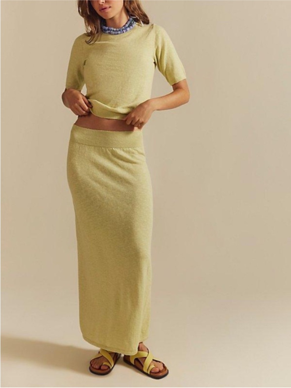 Light Green Knit Maxi Skirt and Top set - Free People worn once!